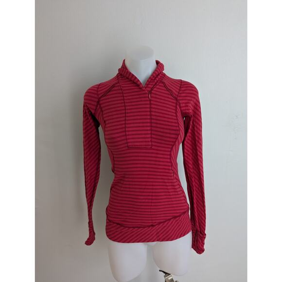 Lululemon Size ? Think Fast Pullover Activewear Top Double Trouble Stripe Red - Picture 2 of 9